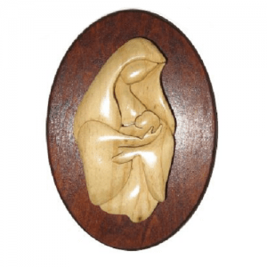 Virgen Con Niño Tallado Chico