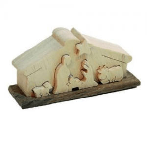 Pesebrito Blanco Con Base Palo Santo