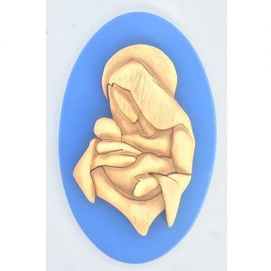 Virgen Con Niño Azul Antigua Chica