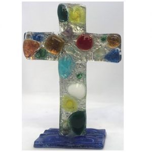 Cruz Vitrofusion De Mesa con Caja de Madera
