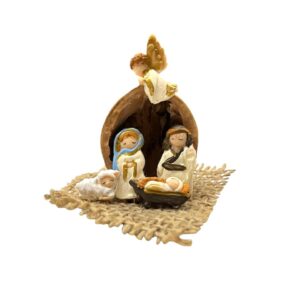 Mini Pesebre Media Nuez sagrada familia