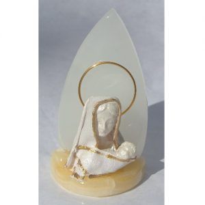 Virgen Con Niño En Base De Onix - Blanca
